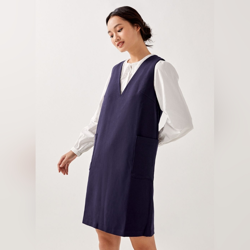 Love, Bonito Natalia Pinafore Dress - Navy Blue, S